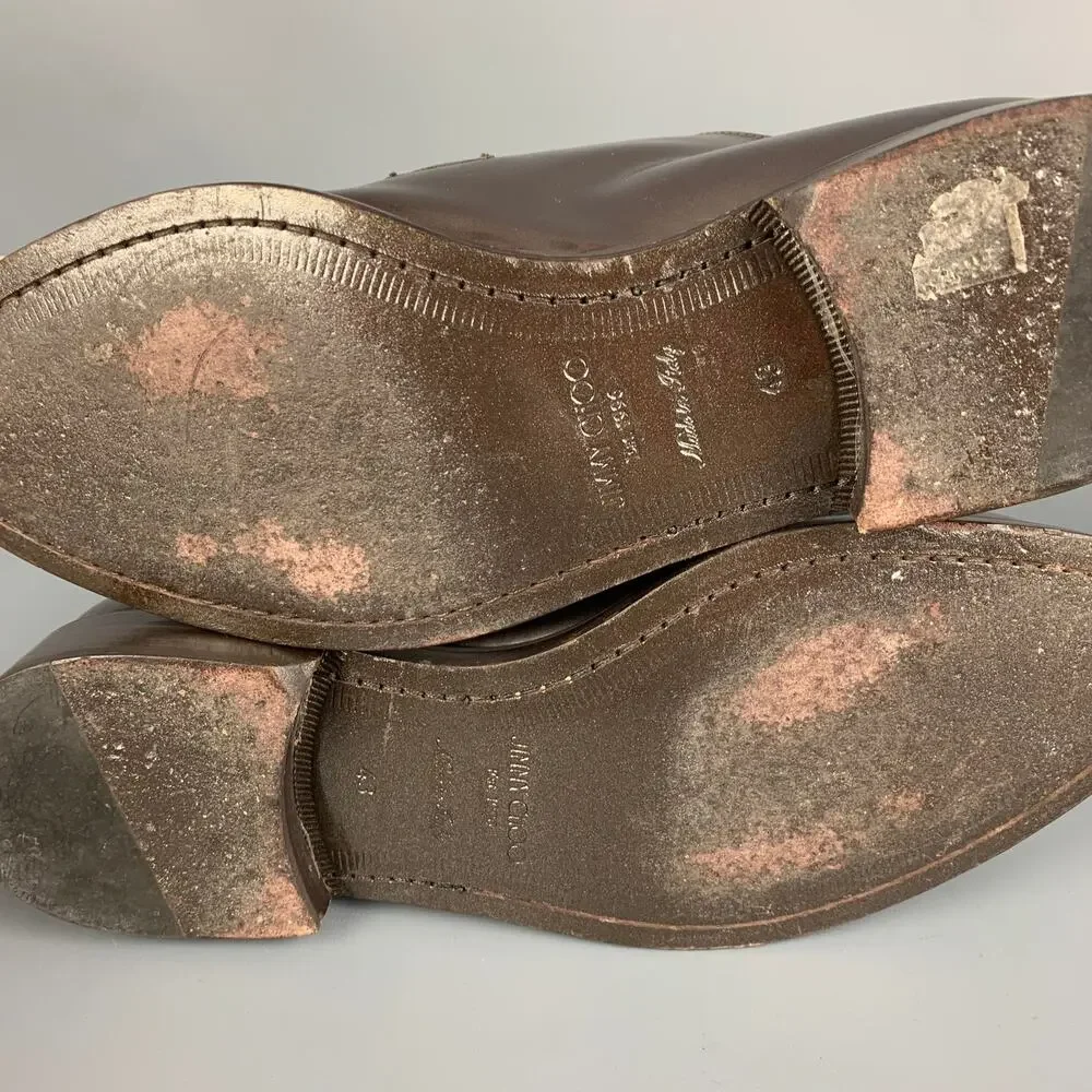 JIMMY CHOO Size 10 Brown Metallic Leather Lace Up Shoes